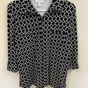 Black White XL Charter Club Blouse Really Nice
